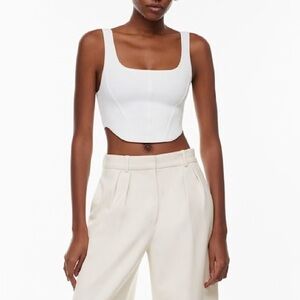Worn once - Aritzia Babaton White cropped Sculpt Knit Bustier Tank